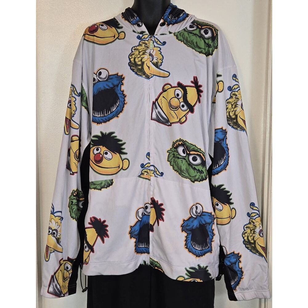 VINTAGE Y2K SESAME STREET CHARACTERS HOODIE JACKET ZIP UP 2 POCKETS SIZE 3X